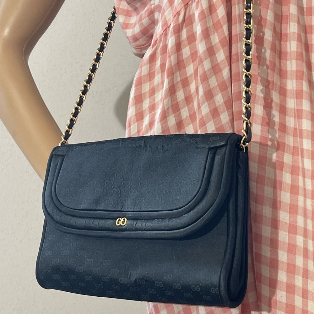 🔥Gucci Black Satin GG Clutch Crossbody Bag purse 🔥